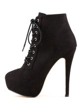 Suede Sexy Booties Platform High Heel Red Ankle Boots Women's Lace Up Stiletto Short Boots - Milanoo.com