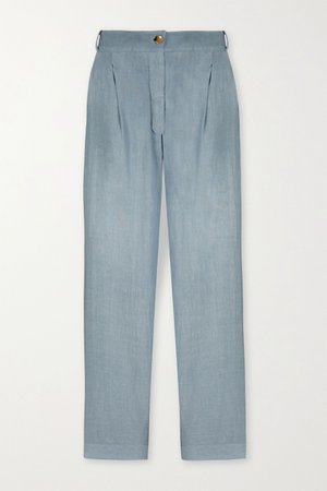 Light blue Rivello organic linen wide-leg pants | ASCENO | NET-A-PORTER