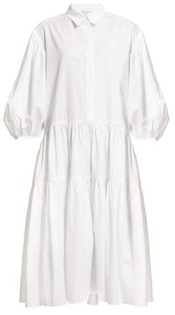 Cecilie Bahnsen - Amy Tiered Cotton Poplin Shirt Dress - Womens - White