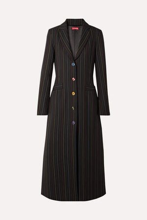 Beatrice Striped Crepe Coat - Black