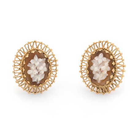 floral cameo earrings