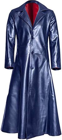 Ashuai Men's Leather Long Trench Coat The Matrix Neo Long Jacket Coat(M, Blue) at Amazon Men’s Clothing store:
