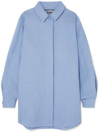 Loya Oversized Silk Shirt - Sky blue