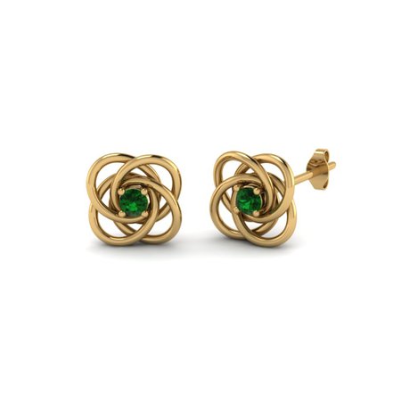 Gold and Emerald Celtic Earrings