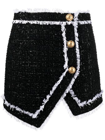 Balmain Asymmetric Tweed Mini Skirt - Farfetch