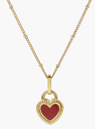 gold and red heart necklace