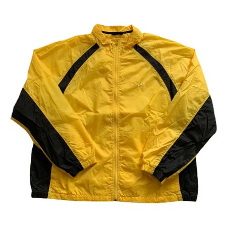 VTG 90s Nike Black Tag Yellow Zip Swoosh Windbreaker Track Jacket Men's Large | eBay