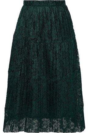 Plisse-lace Midi Skirt