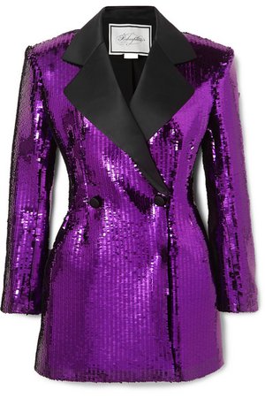 Redemption | Double-breasted satin-trimmed sequined crepe mini dress | NET-A-PORTER.COM