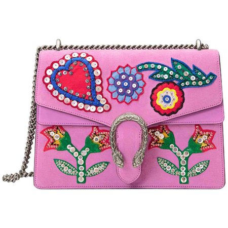 Gucci Dionysus Embroidered Suede Shoulder Bag For Sale at 1stDibs