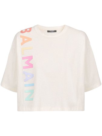 Balmain logo-print cropped T-Shirt