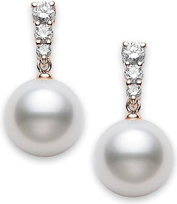 Mikimoto Morning Dew Diamond & Pearl Earrings | Nordstrom