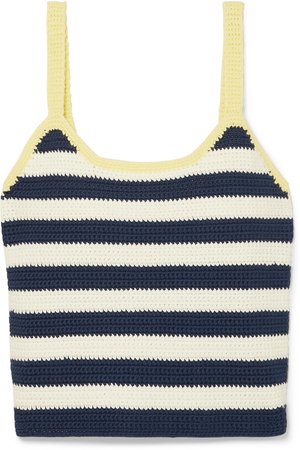 STAUD | Capo striped crocheted cotton tank | NET-A-PORTER.COM