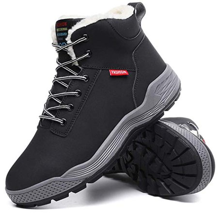 Amazon.com | Aliwendy Mens Winter Snow Boots Fur Lined Warm Ankle Booties Waterproof Slip-on Sneakers Lightweight High Top Outdoor Shoes | Snow Boots