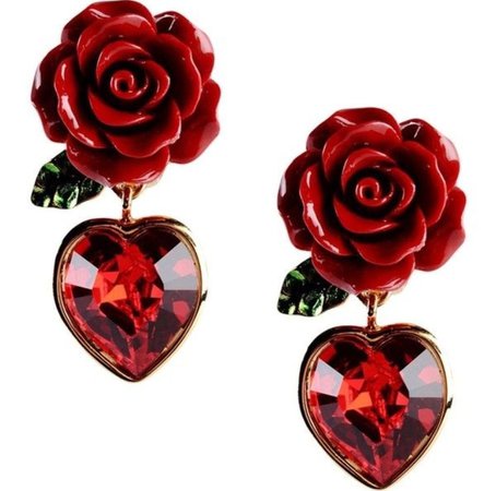 Dolce & Gabbana Rose Heart Dangle Earrings
