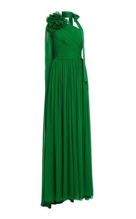 Cape-Detailed Georgette Maxi Dress By Elie Saab | Moda Operandi