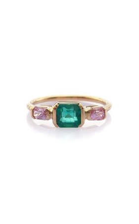 Triplet 18k Yellow Gold Emerald, Sapphire Ring By Yi Collection | Moda Operandi