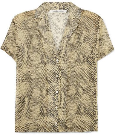 Sandy Liang - Don Snake-print Silk Crepe De Chine Shirt