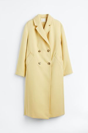 Double-breasted Coat - Light yellow - Ladies | H&M US
