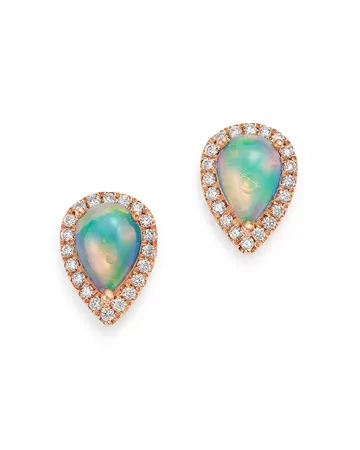 Bloomingdale's Ethiopian Opal & Diamond Stud Earrings in 14K Rose Gold - 100% Exclusive | Bloomingdale's
