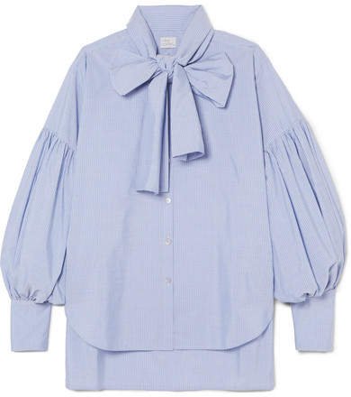 Hillier Bartley - New Romantic Pinstriped Cotton-poplin Shirt - Light blue