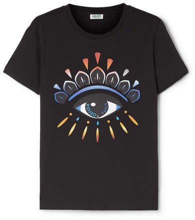 Gradient Eye Printed Cotton-jersey T-shirt - Black