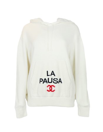 Chanel White 2019 Cruise Cashmere La Pausa Hooded Sweater sz 44 – ASC Resale