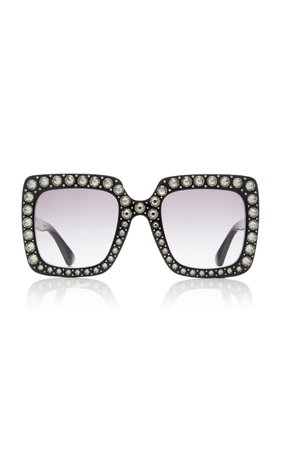 Crystal-Embellished Square-Frame Sunglasses by Gucci | Moda Operandi