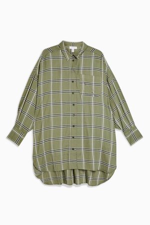 Khaki Oversized Check Shirt | Topshop