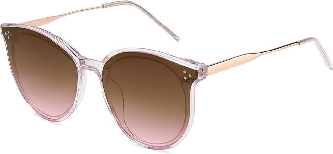 Amazon.com: SOJOS Classic Oversized Round Sunglasses Womens Mens Trendy Large UV400 Sunnies SJ2068, Clear Pink/Gradient Grey&Pink : Clothing, Shoes & Jewelry