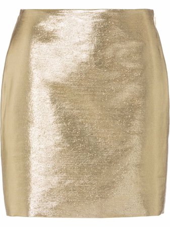 Shop Miu Miu metallic-effect A-Line skirt with Express Delivery - FARFETCH