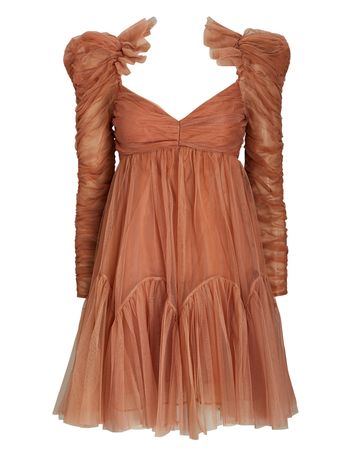 Zimmermann Ruched Tulle Mini Dress In Pink | INTERMIX®