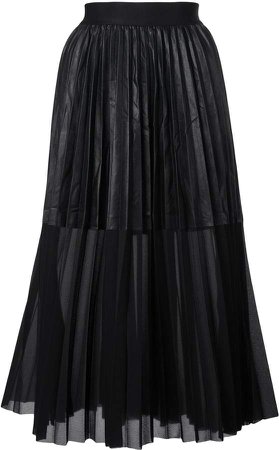 faux leather panel pleated skirt