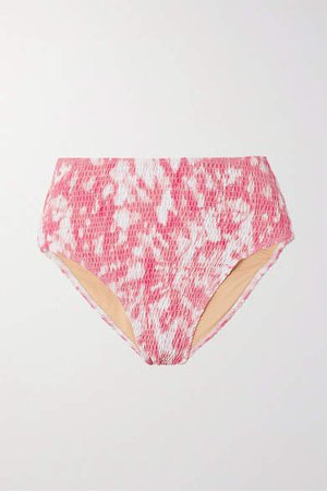Brie Shirred Tie-dyed Bikini Briefs - Pink