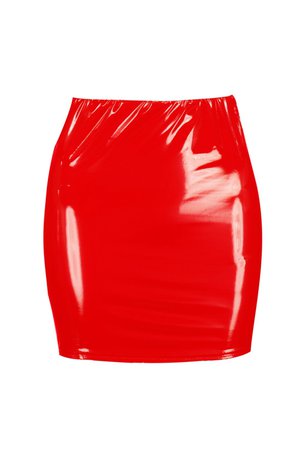 red leather faux skirt