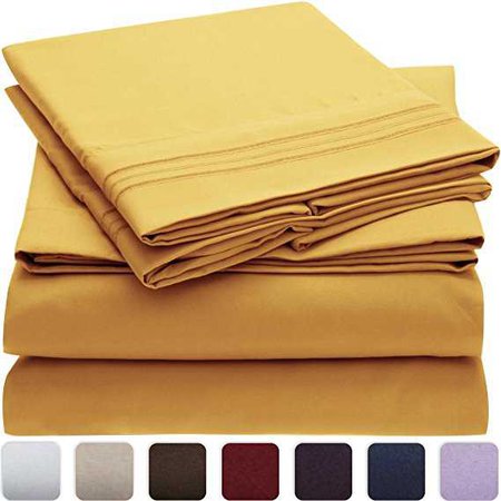 Amazon.com: Mellanni Bed Sheet Set Brushed Microfiber 1800 Bedding - Wrinkle, Fade, Stain Resistant - Hypoallergenic - 3 Piece (Twin XL, Yellow): Home & Kitchen