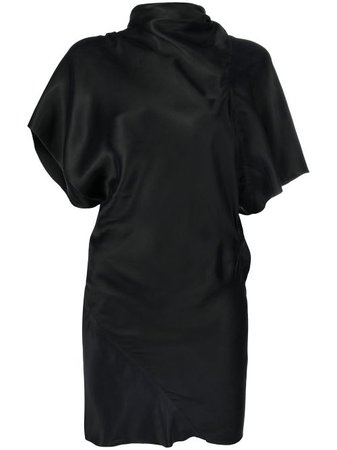 Shop Rick Owens asymmetric satin-finished short dress with Express Delivery - FARFETCH