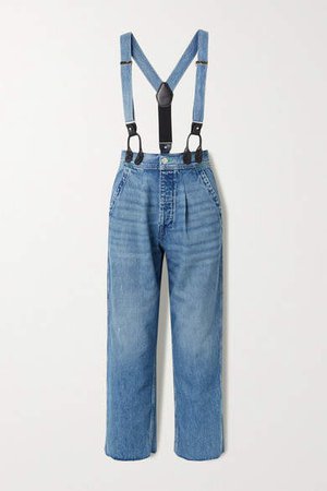 Hikari Mori High-rise Wide-leg Jeans With Braces - Mid denim