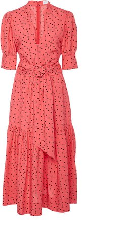 Holliday Polka-Dot Linen-Blend Midi Dress