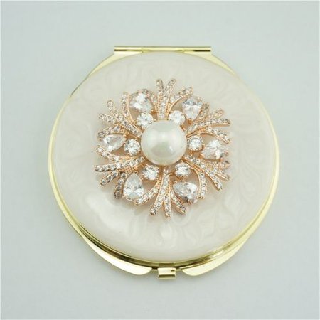 gold, marble, rose gold, pearl, rhinestone, compact mirror