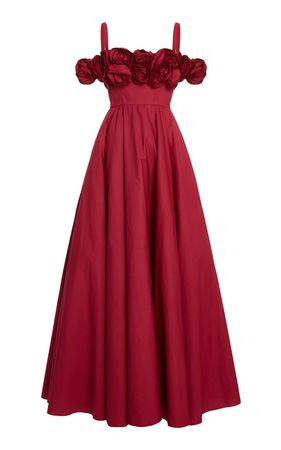Rosette-Detailed Poplin Maxi Dress By Giambattista Valli | Moda Operandi