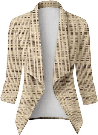 Casual Blazer Jacket Women Trendy Long Sleeve Open Front Work Office Blazers 2024 Lapel Button Business Jacket Coats at Amazon Women’s Clothing store