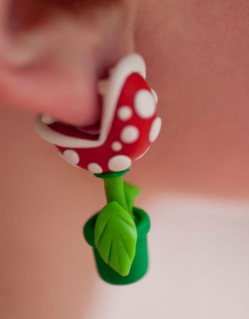 Mario piranha plant earrings
