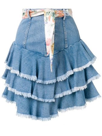 Zimmermann high rise tiered denim skirt $472 - Shop SS19 Online - Fast Delivery, Price
