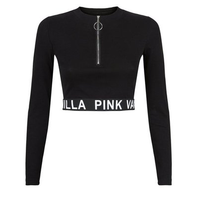 Pink Vanilla Black Slogan Crop Top | New Look