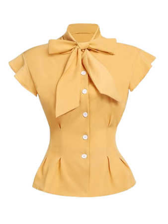 Canary Yellow Bowed Blouse