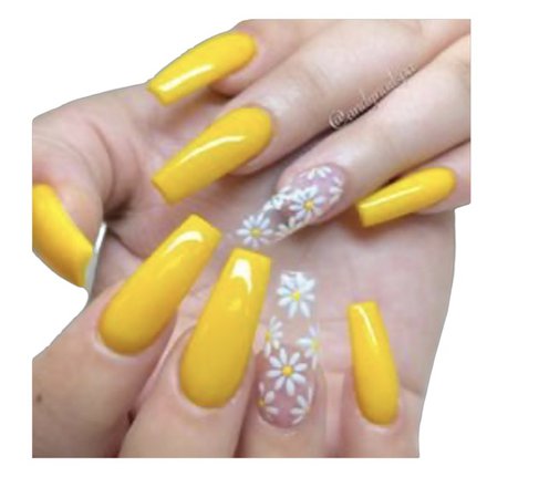 yellow daisy nails