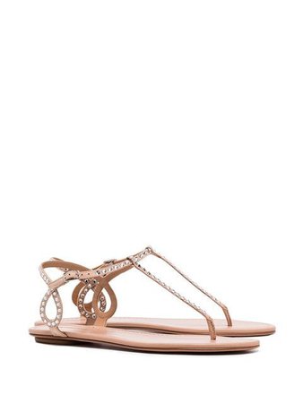 Aquazzura pink Almost Bare leather flat sandals $558 - Shop SS19 Online - Fast Delivery, Price
