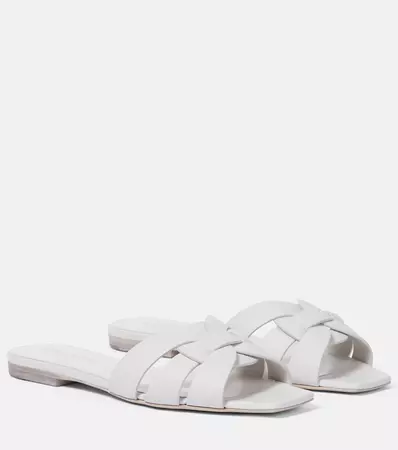 Tribute Leather Sandals in White - Saint Laurent | Mytheresa