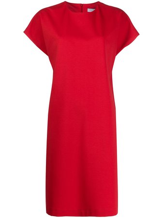 Harris Wharf London Round-Neck Shift Dress A6268PXLB1 Red | Farfetch